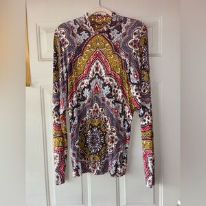 Free People Chase Me paisley print turtleneck top size M